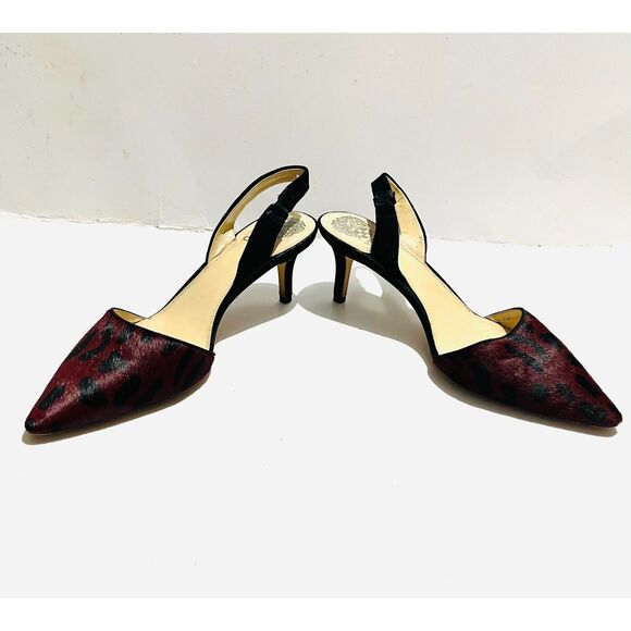 Vince Camuto Kolissa heel slingback pumps shoes animal calf hair red women 9.5 - Picture 3 of 7